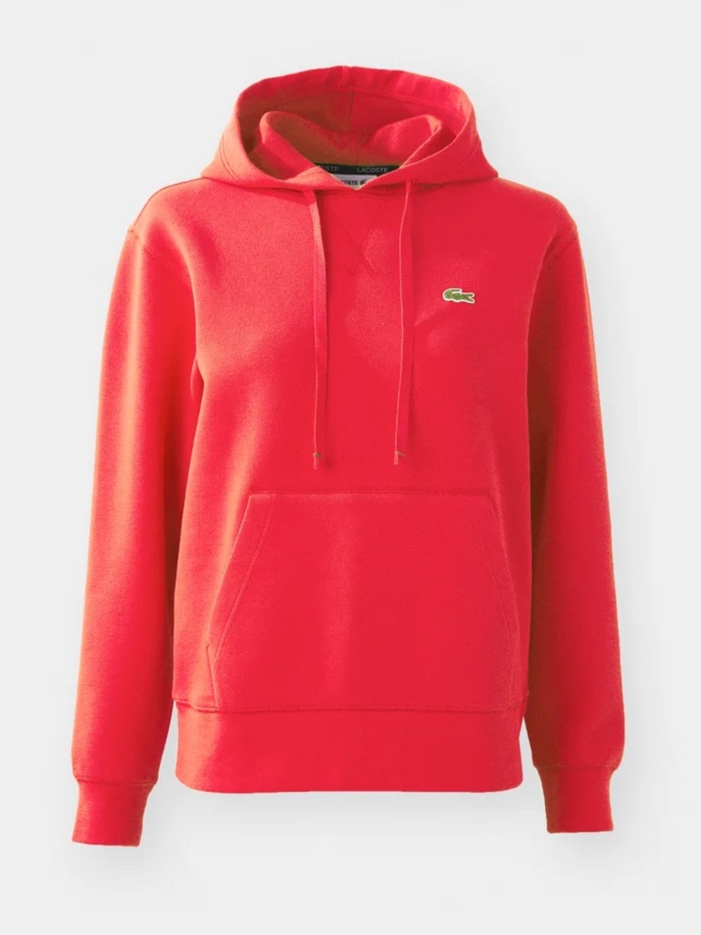 LACOSTE Pique Hoodie Red Sweatshirt Size Medium